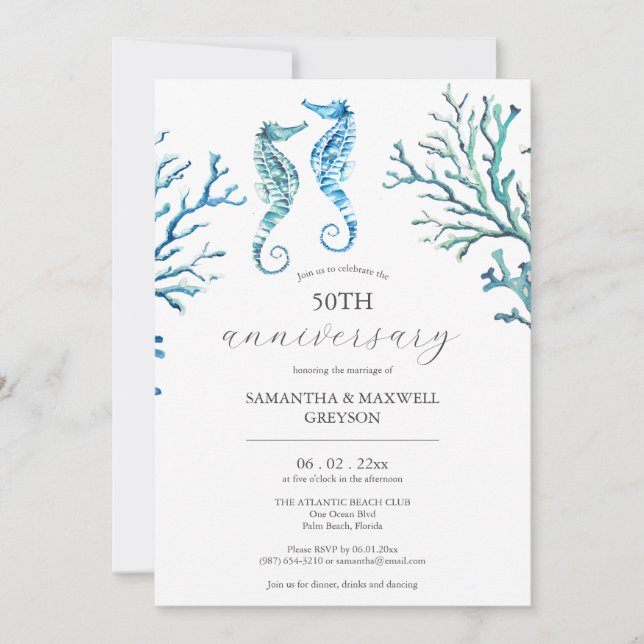 50e anniversaire du Mariage Invitations Chevaux de (Devant)