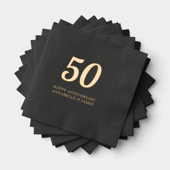 50e anniversaire du Mariage serviettes à huile noi (Insitu (empilé))