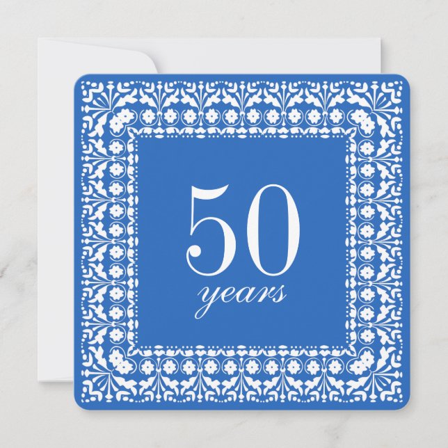 50e anniversaire Elegant Invitations de la fête Bl (Devant)