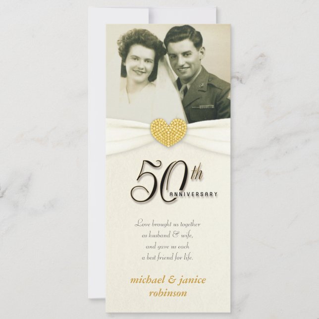 50e anniversaire - Faux Pocket Photo Invitations (Devant)