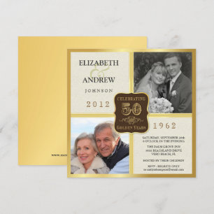 50e anniversaire fête Vintage 2 invitations photo