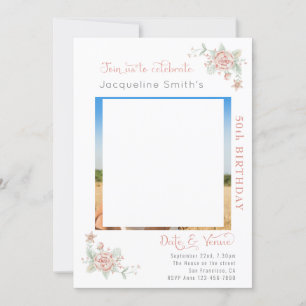 50e anniversaire Floral Photo Invitation