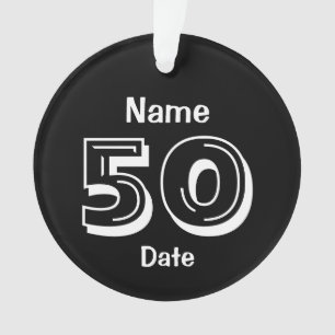 50e anniversaire Gag personnalisé Cadeau noir blan