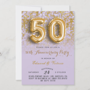 50e anniversaire Gold Floral Invitation