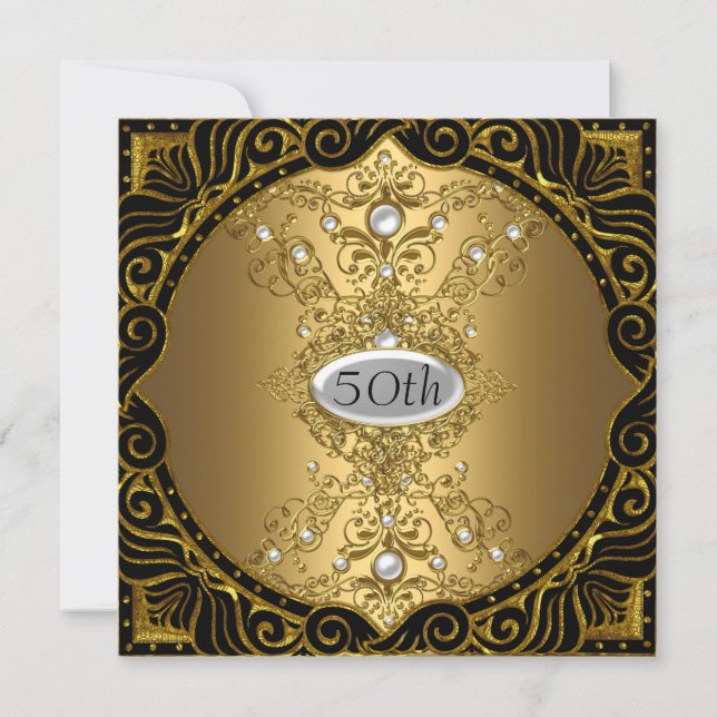 50e anniversaire Gold Party Invitation (Devant)