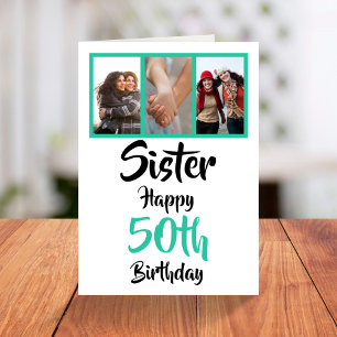 50e anniversaire heureux soeur carte photo collage