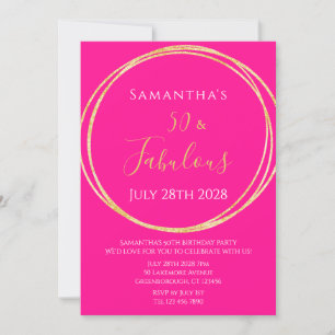 50e anniversaire Hot Pink Gold Invitation Annivers