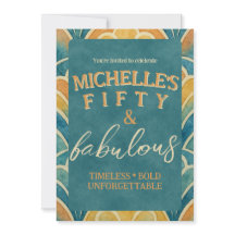 50e anniversaire Invitation Art Déco Turquoise et