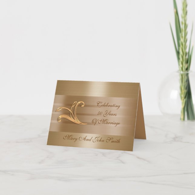 50E anniversaire invitation carte or satin (Devant)