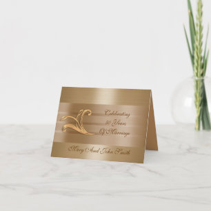 50E anniversaire invitation carte or satin