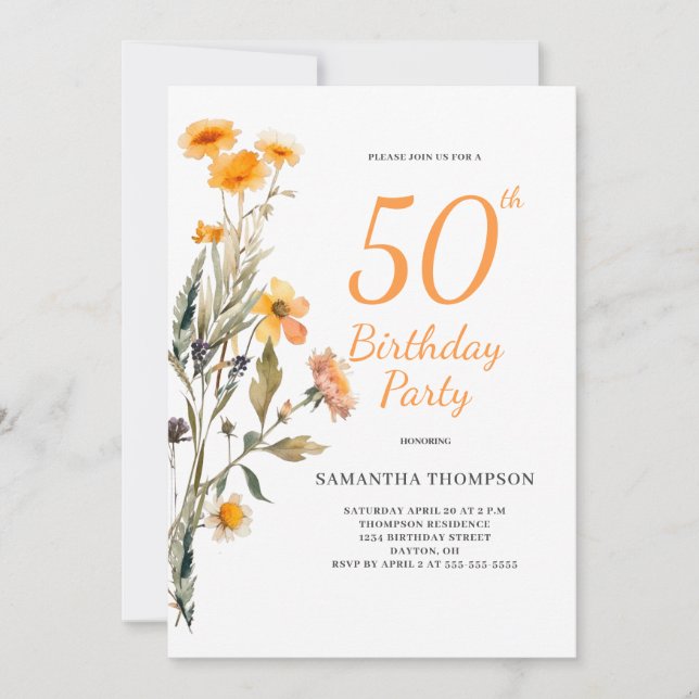 50e anniversaire Invitation de Fleurs sauvages flo (Devant)