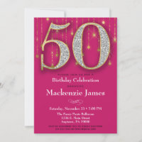 50e anniversaire Invitation Diamants d'or rose Adu