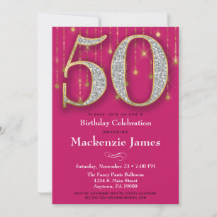 50e anniversaire Invitation Diamants d'or rose Adu