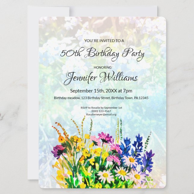 50e anniversaire invitation fleurs sauvages (Devant)