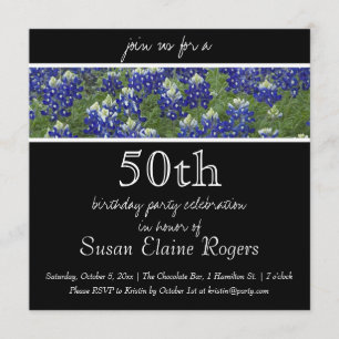 50e anniversaire Invitation florale du Texas Blueb