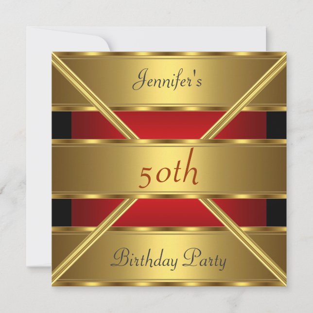 50e anniversaire Invitation Gold Red (Devant)