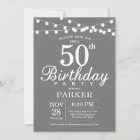 50e anniversaire Invitation Gris et Blanc