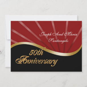 50e anniversaire invitation or rouge