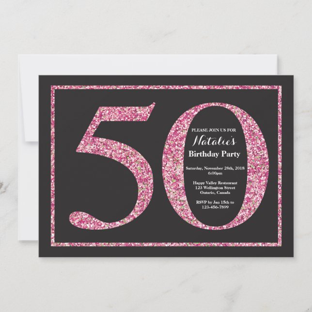 50e anniversaire Invitation Pink Parties scintilla (Devant)