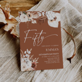 50e anniversaire Invitation Terracotta Boho Pampas