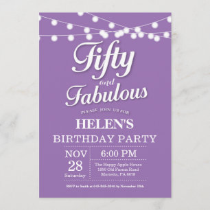 50e anniversaire Invitation violette fabuleuse