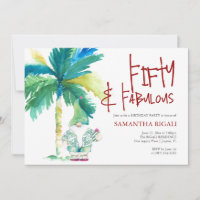 50e anniversaire Invitations aquarelle Palm Tree