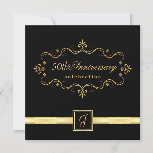 50e anniversaire - Invitations de monogrammes (Devant)
