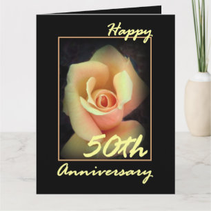 50e anniversaire Mariage Carte Rose jaune GRANDE