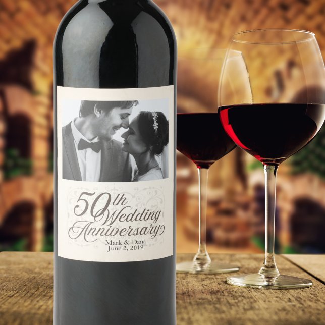 50e anniversaire Mariage Étiquette de vin personna (Créateur téléchargé)