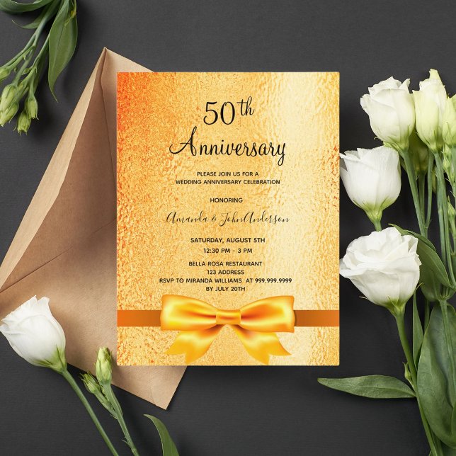 50e anniversaire mariage or métal invitation (Créateur téléchargé)