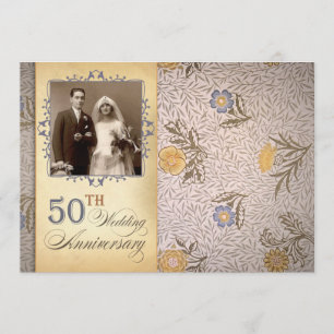 50e anniversaire mariage photo invitations vintage