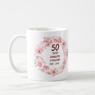 50e anniversaire Mariage rose Rose verdure Mug