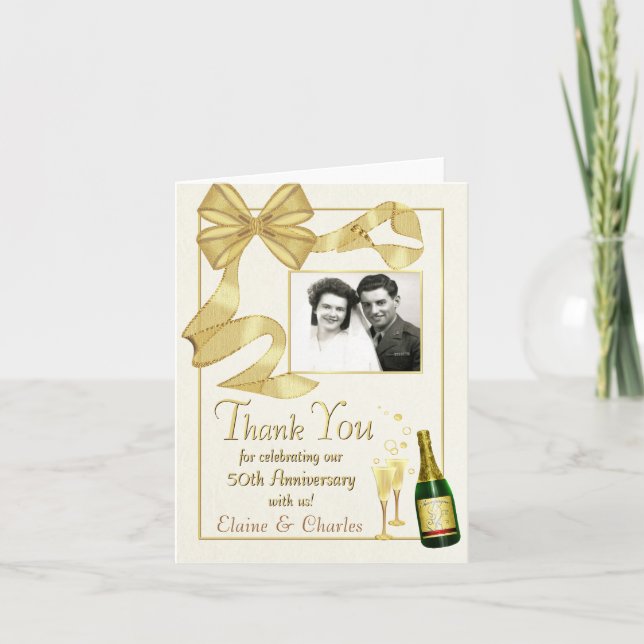 50e anniversaire Merci Cartes - Vintage Bow (Devant)