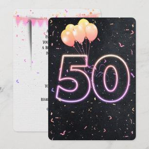 50e anniversaire Neon Connexion Black Invitation