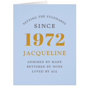 50e anniversaire Nom 1972 Blue Elegant Chic