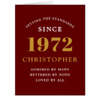 50e anniversaire Nom 1972 Red Gold Elegant Card