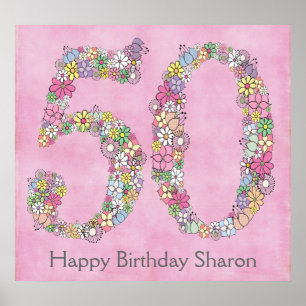 50e Anniversaire Numéro de fête Bannière Poster (G