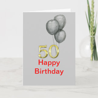 50e Anniversaire Numéros d'or Ballons Cartes vierg