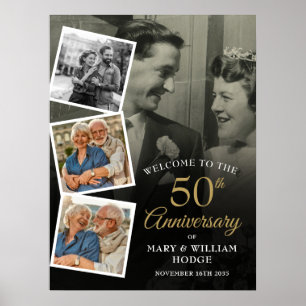 50e anniversaire Photo Collage Affiche de bienvenu