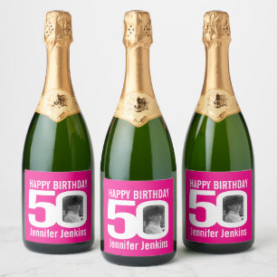 50e anniversaire rose personnalisé nom étiquette