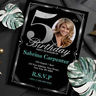 50e anniversaire Silver and Black Invitation