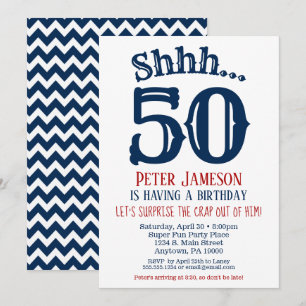 50e Anniversaire Surprise Invitation Homme Marine 