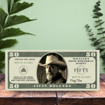 50e fête d'anniversaire 50 dollars Carte de remerc