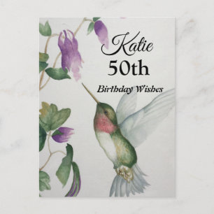 50e Hummingbird Garden Bonne carte postale d'anniv