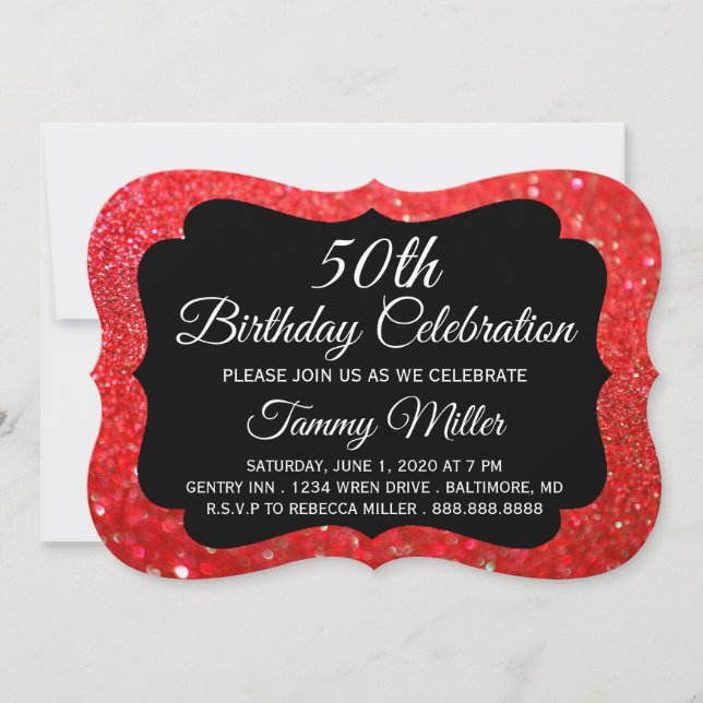 50e Invitation du Fab Glam Fab Parties scintillant (Devant)