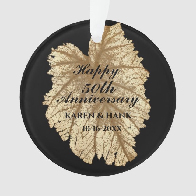 50e Mariage Feuilles d'or noir (devant)