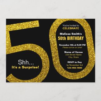 50e Parties scintillant d'or Invitation d'annivers