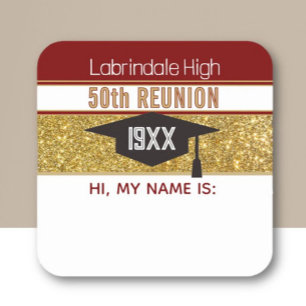 50e réunion ! Autocollant de badge personnalisé av