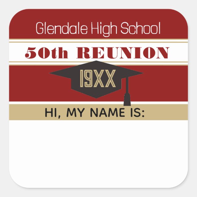 50e Réunion ! Sticker pour étiquette Nom de réunio (Devant)