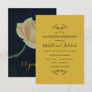 50ème anniversaire de Mariage d'or invitation Rose